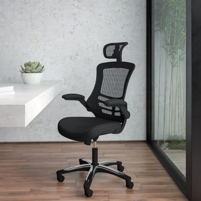Black High Back Mesh Chair High-Back Mesh Swivel Ergonomic Office Chair with Flip-Up Arms