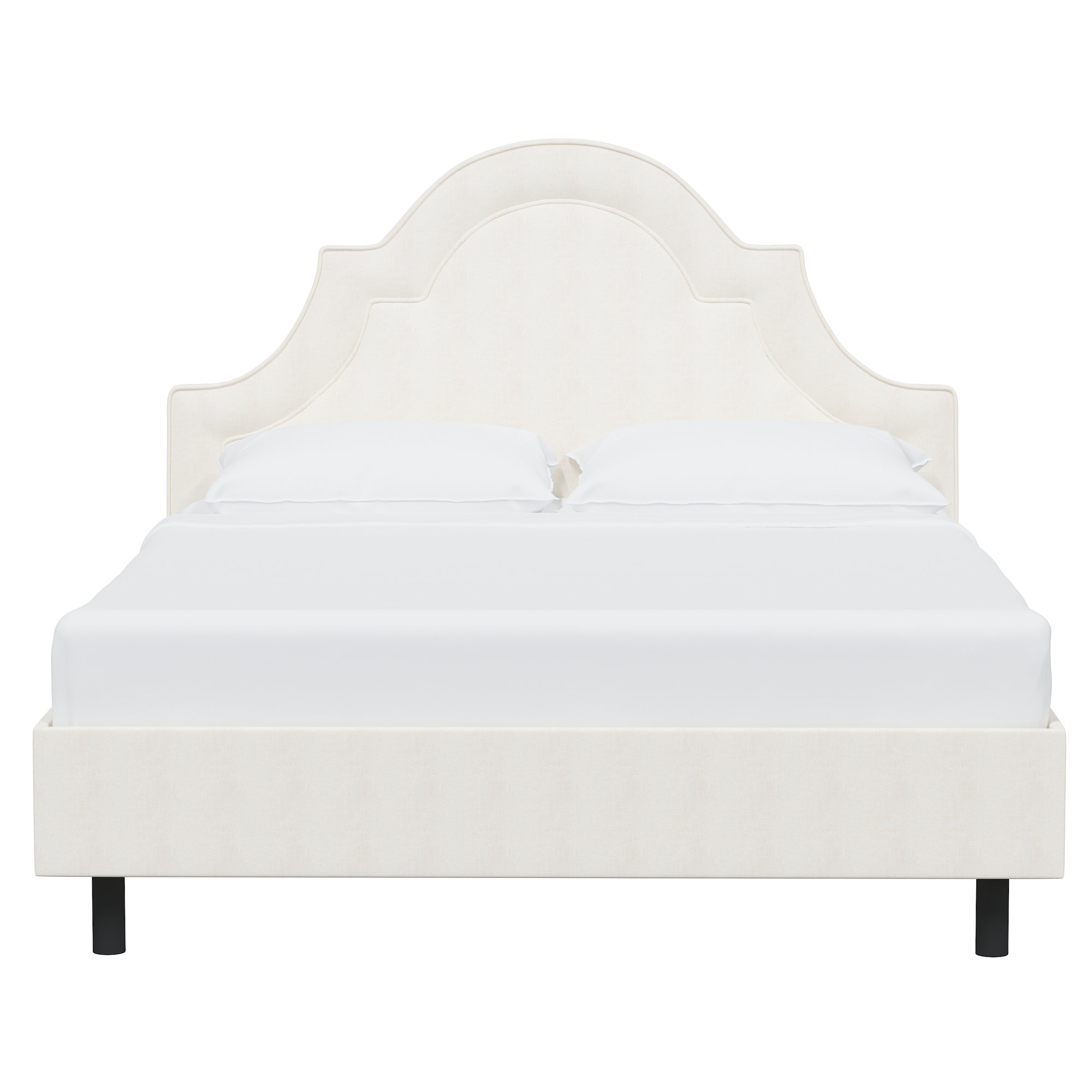 Knipe Upholstered Scalloped Bed, Zuma White Textured Linen, King
