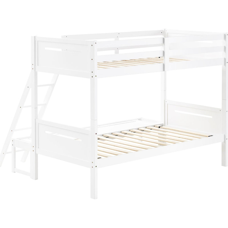 Lit superposé blanc avec tête de lit droite, White