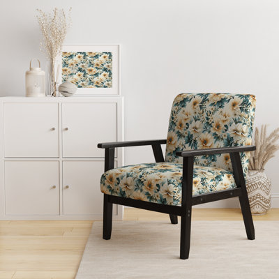 Fauteuil d'appoint rembourré Sandy Beige et bleu Hydrangea Tranquility IV