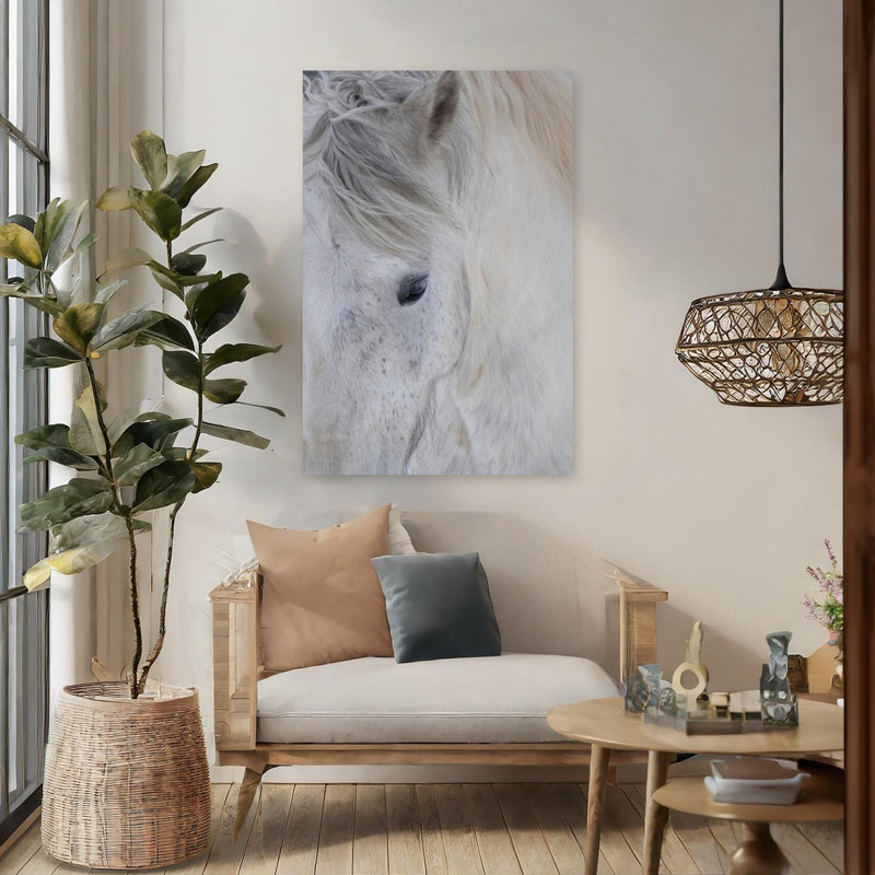 Art contemporain abstrait cheval blanc, 48" H x 32" W