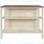 Îlot de cuisine, table de préparation rustique en bois d'hévéa massif 45 po avec surface de travail et amp; 2 tablettes, noyer et blanc crème | Bois massif | Rustique