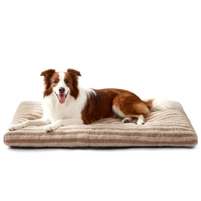 Pet Bed, Anti-Anxiety Dog & Cat Bed, Fluffy Mattress with Non-Slip Bottom, Washable & Comfortable Dog Mat for Floor or Crate, Beige Brown