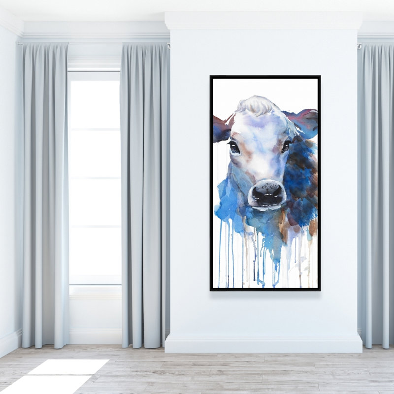 Watercolor Jersey Cow Print On Canvas, H 48 po x l 24 po