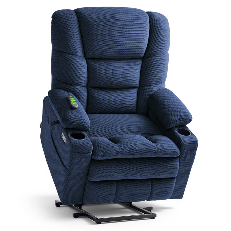 26" Extra Wide Dual Motor Power Recliner Lift Chair with Massage and Dual Heating, Infinite Position, Fabric, Blue
