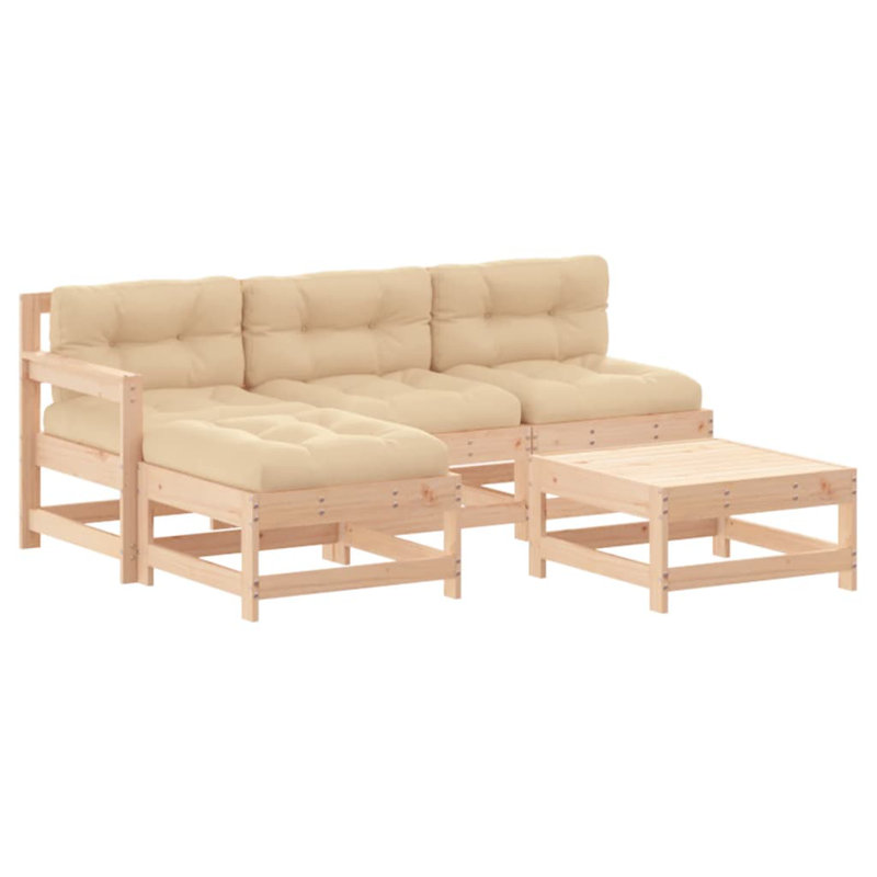 Ensemble de conversation d'extérieur avec coussins Khaulah, Beige, Brun