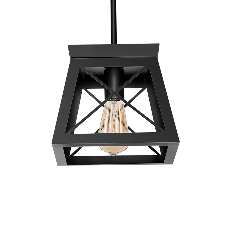 Corri 1-Light Matte Black Farmhouse Geometric Kitchen Island Pendant Light