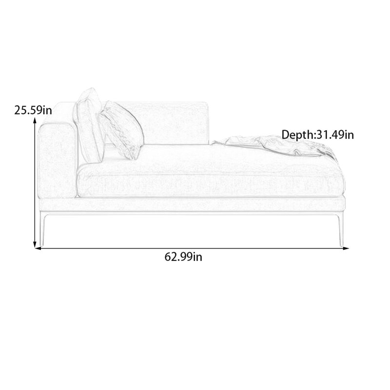 Chaise longue en coton et lin éponge, Orienté à gauche (vu de face)