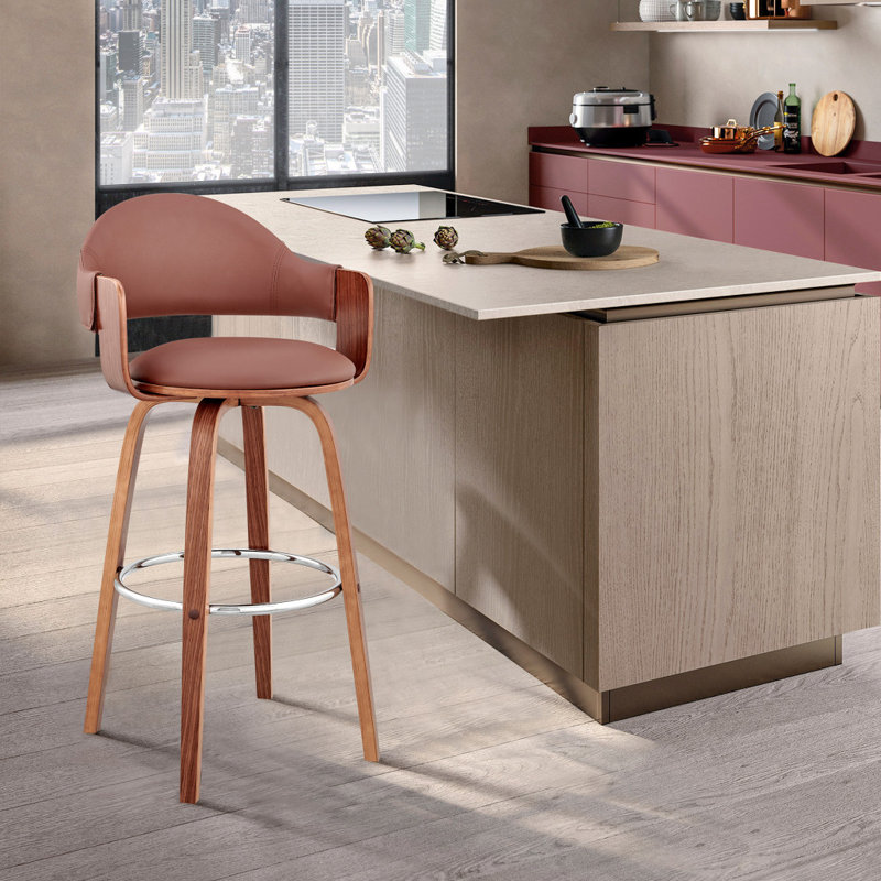 Tabouret de bar 30 po en simili cuir noyer, Siège brun / cadre brun, Tabouret de bar d'une hauteur de siège de 30 po
