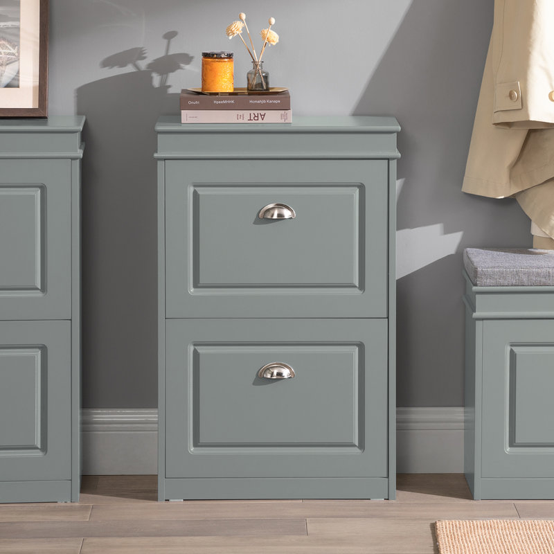 Petit vestibule gris avec 2 tiroirs, Gris, 32.5"H x 21"W x9.4"D