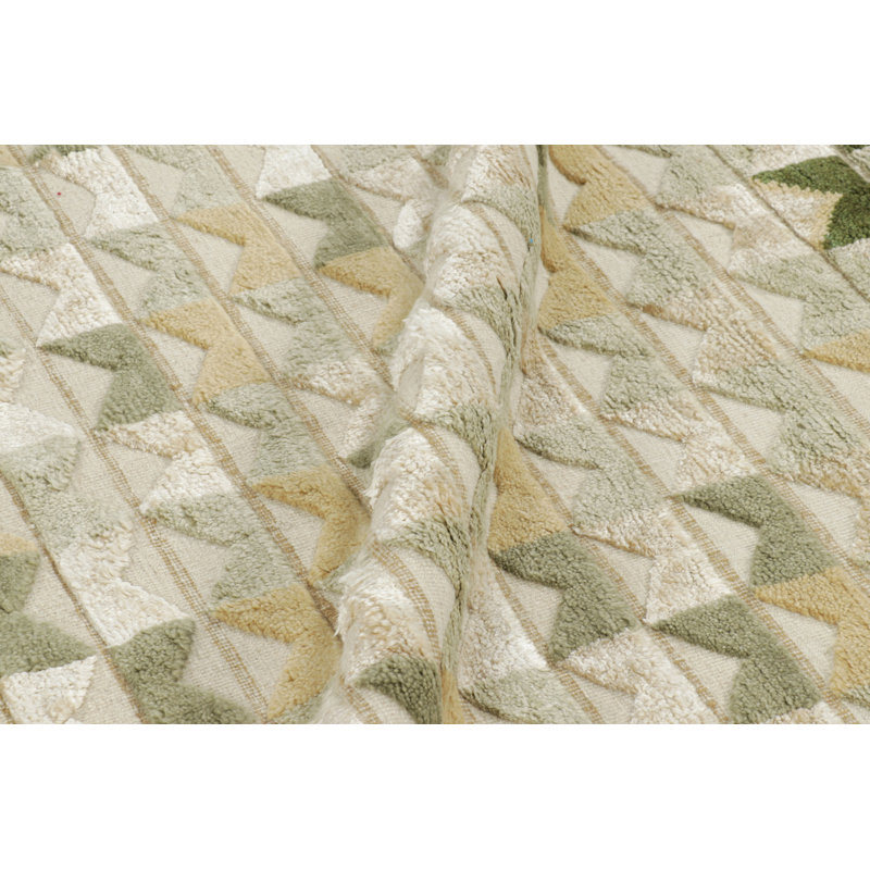 Scandinavian Hand Knotted Geometric Area Rug, Rectangle 8' x 10'