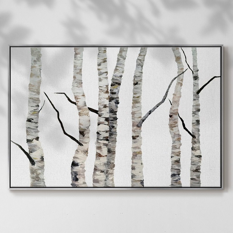 Birch Trees II, reproduction d'art sur toile, Argent, H 25 po x l 37 po x P 2 po