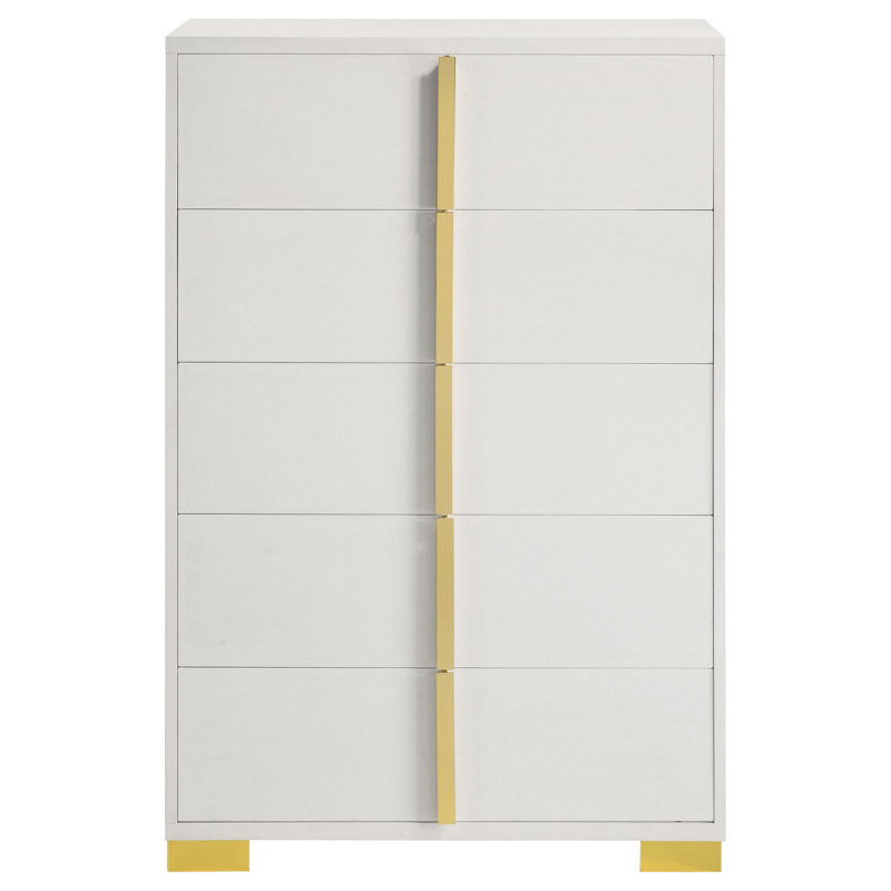 Commode 5 tiroirs Vranduk, Blanc