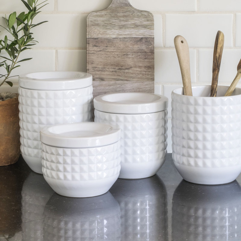 Geometric Stoneware Jar - Set of 4