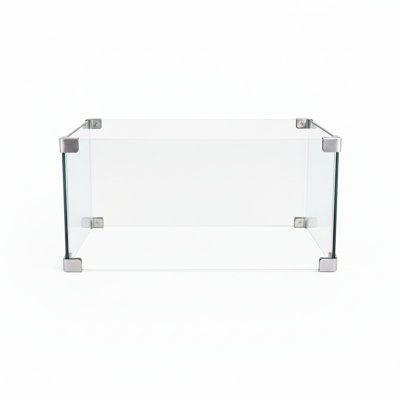 30" Square Glass Suited For Fire Pit Burners, Tempered Formation, Wind - Guarding Attribute Consistent Flame Operation, Modern Inspired Transparent Design To Decorate Any Space, Hassle Setup And