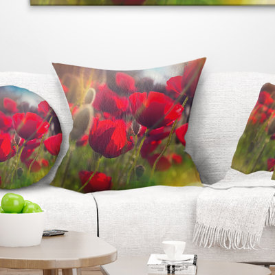 Thick Red Poppy Flowers - Coussin imprimé floral