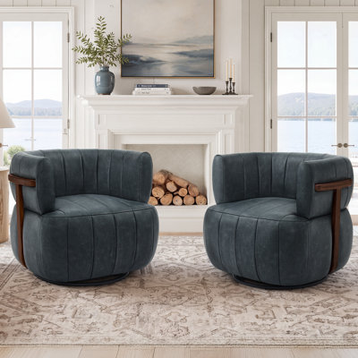 32.6'' Wide Modern  Upholstered Swivel Armchair