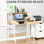 Bureau d'ordinateur pour bureau à domicile, fini bois naturel, tiroir, étagères de rangement, profondeur de 80 cm, structure stable en bois pour petits espaces, tiroir et étagère.