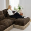 Canapé de 100 po en chenille 100 po à imprimé léopard confortable, bord à pampille délicat, canapé modulaire à la mode moderne, dossier et siège ergonomiques, assemblage facile, siège profond pour le salon-129222071