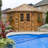 9 ft. W x 9ft. D Penthouse Cedar Wood Garden Shed with French Doors