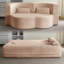 Lit de plancher rose pleine grandeur rembourré de mousse, velours côtelé, 2 coussins, sans assemblage-1658524690