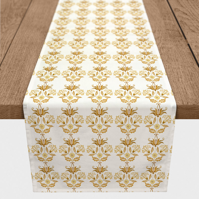 Rectangular Damask Polyester Table Runner, 72" x 16"