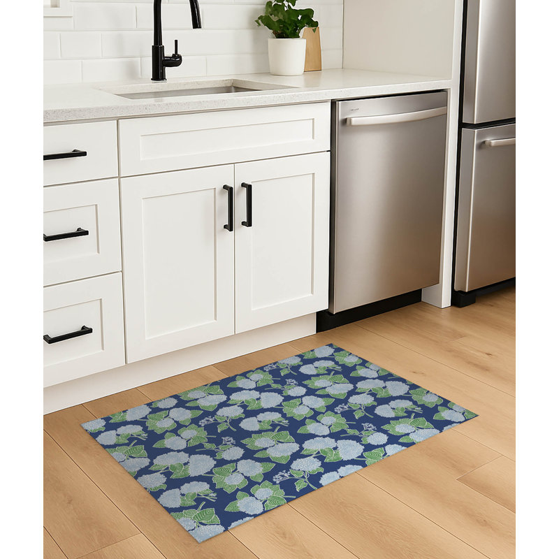 Tapis de cuisine Hydrangea, Marine, Rectangulaire 2 pi x 3 pi
