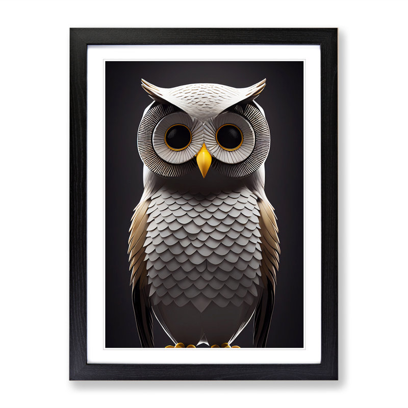The Enlightened Owl - Single Picture Frame Print, Black, 64cm H x 46cm W x 2cm D