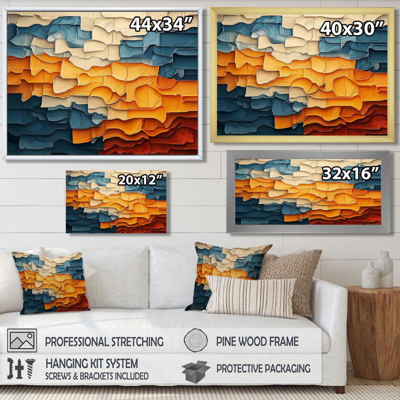 Biomorphism Fragments Forms II - Cubism, art mural, H 28 po x l 60 po, Cadre flottant, Brun