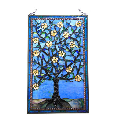  Woodley Tiffany-Glass "tree Of Life" Window Panel 20x32"