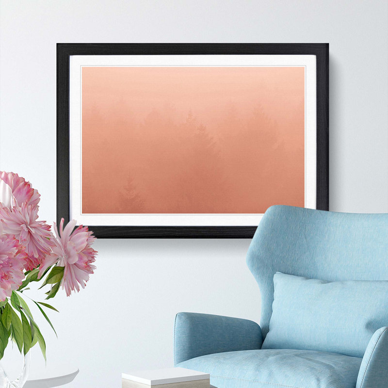 Forest in a Pink Mist - Picture Frame Photograph Print, 27cm H x 36cm W x 2cm D, Black Framed