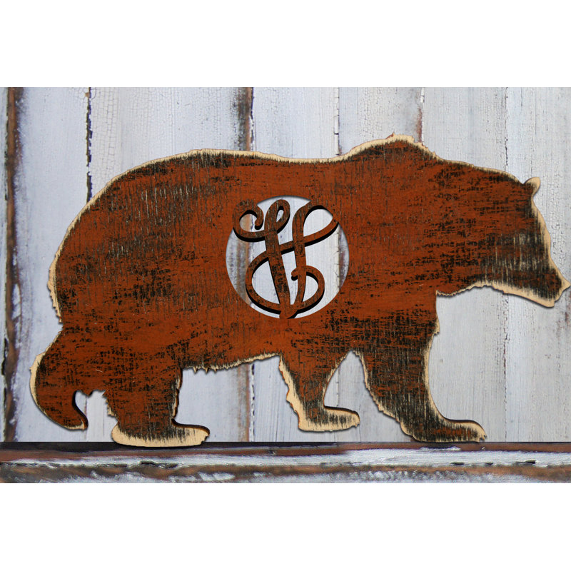 Décoration murale en bois avec une seule lettre bear rustique, V