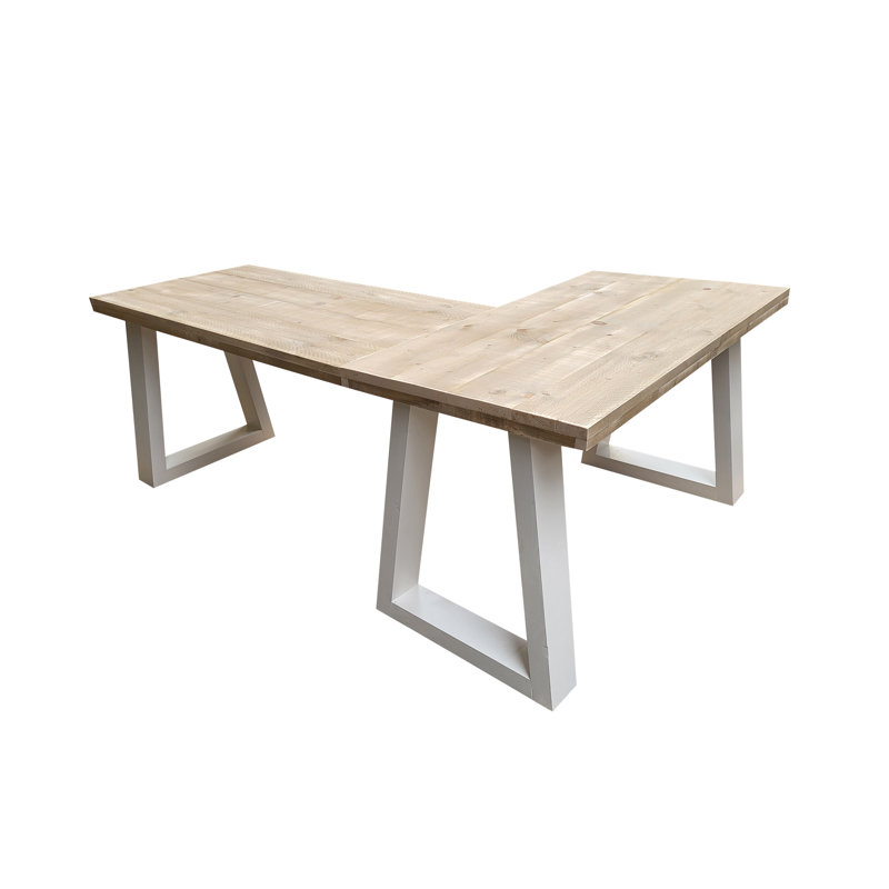 Mirando L-Shaped Solid Wood Top Writing Desk, 75cm H x 180cm W x 160cm D, White