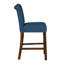 2 tabourets de comptoir rembourrés avec décoration cloutée - bleu, configuration de siège rabattable, pieds en bois massif noyer