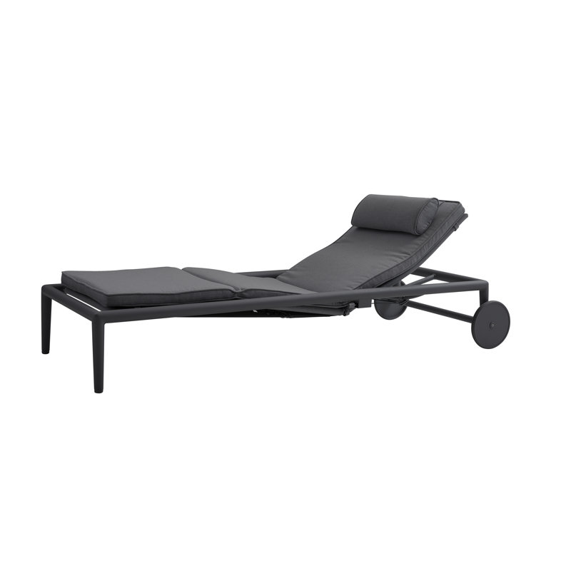 Conic 86.7" Long Reclining Single Chaise with Cushions, Gray