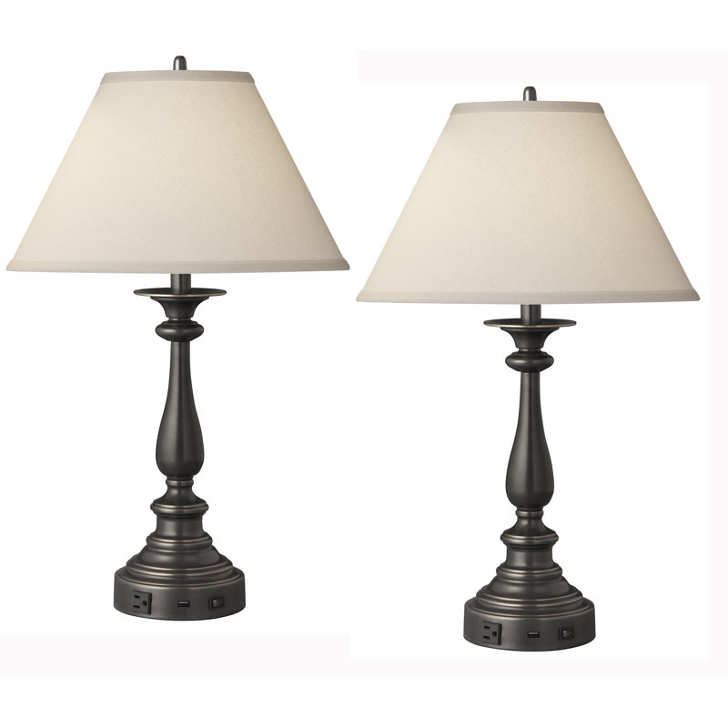 29" Madison Bronze Single Nightstand Lamp with USB Port