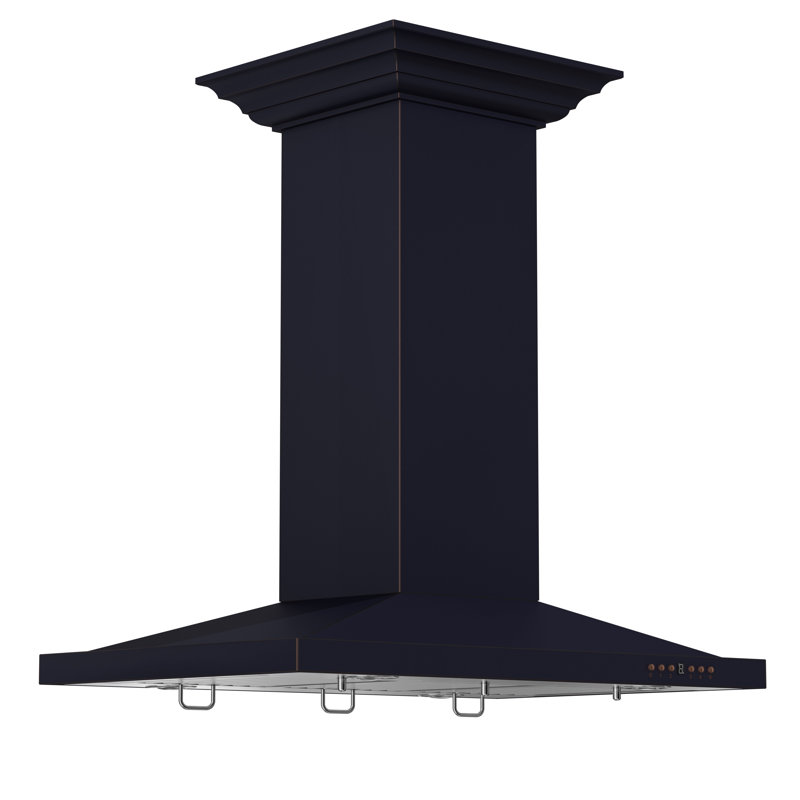 30" 400 CFM Ducted Island Range Hood, Hand-Hammered Copper, 36"