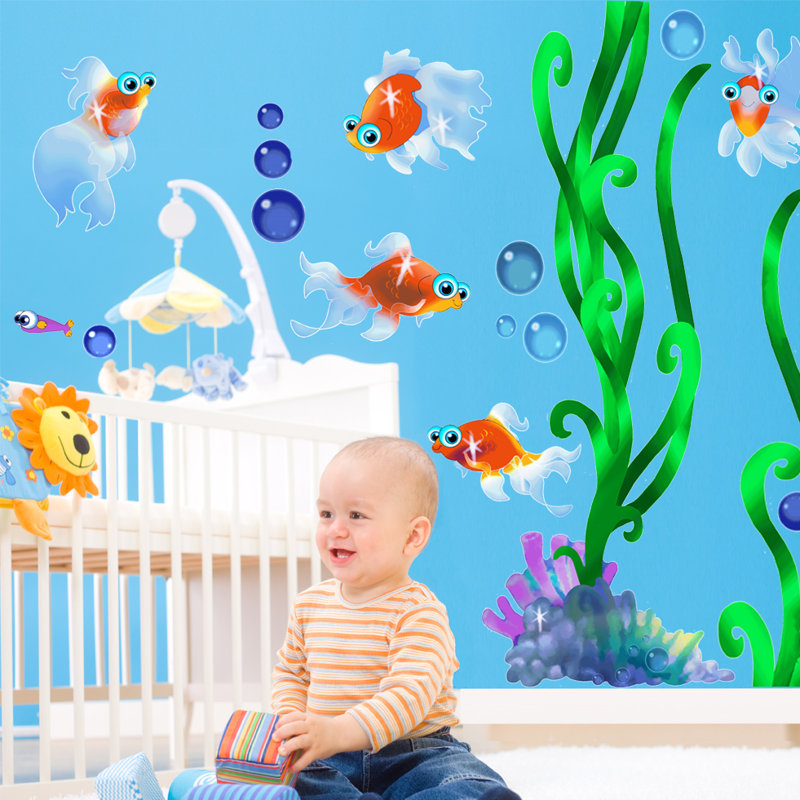 Décalcomanie murale à plusieurs emballages pour poissons et algues