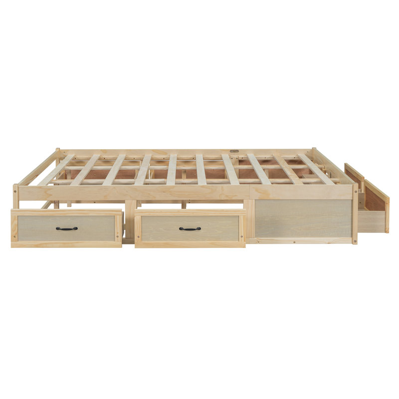 Grand lit plateforme spacieux avec rangement, bois aggloméré, style moderne pour la maison