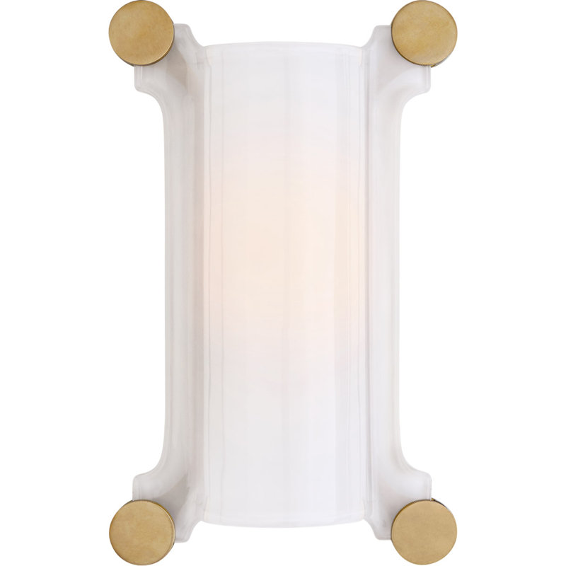 Thomas O'Brien Chirac 1 - Light Small Bath Sconce, White, Polished Nickel