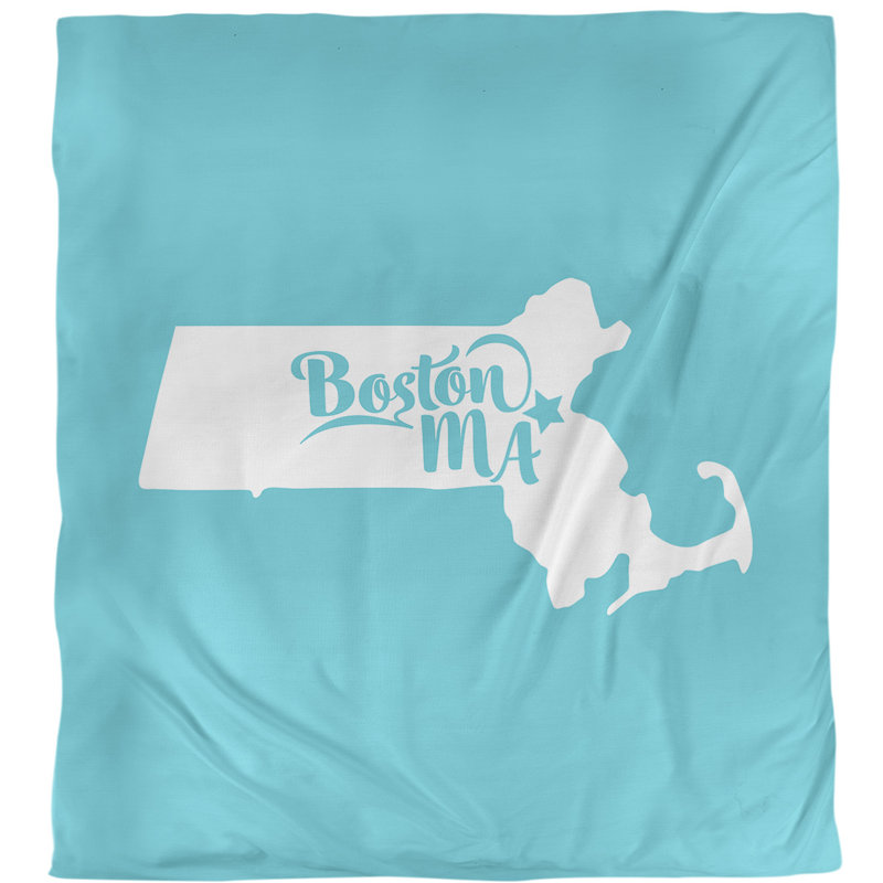 Ensemble de housse de couette boston massachusetts, Housse de couette pour très grand lit, Bleu sarcelle, Microfibre