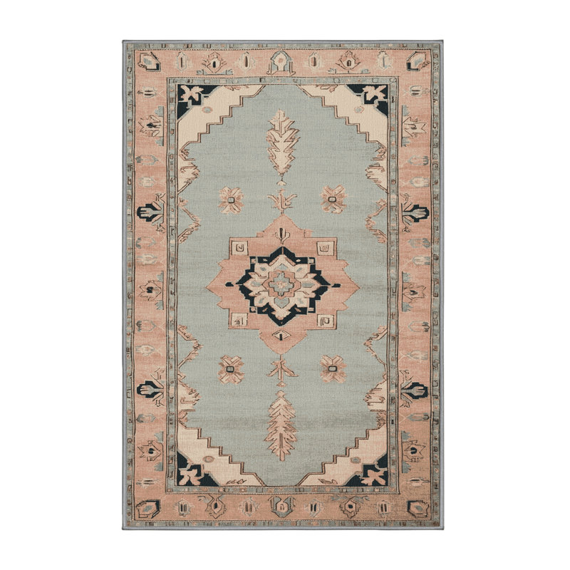Tapis gris Afyon lavable à la machine, Rectangle 7 pi x 9 pi