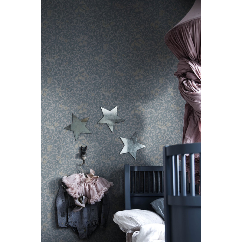 Kolonin Floral Wallpaper Roll, Misty Blue