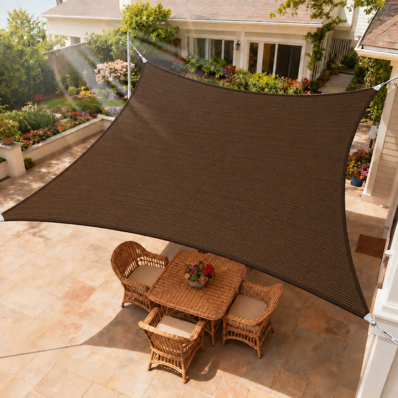 Voile d'ombrage carré renforcé, 20 pi x 20 pi, Brun