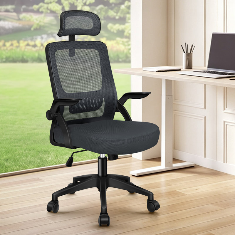 Mesh Office Chair Ergonomic Gas Lift Swivel Tilt Computer Gaming, Grey, Black