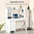 Farmhouse Computer Desk With Hutch And Cabinet, Home Office Desk With Storage, For Study, White-117380656