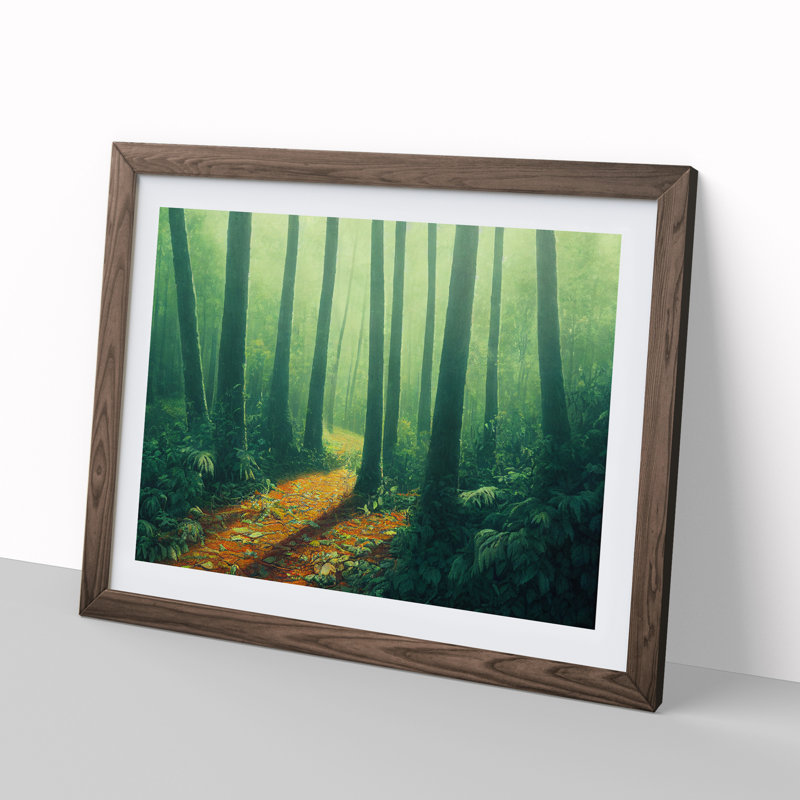 Stimulating Summer Forest - Framed Print, 25cm H x 34cm W x 2cm D, Walnut Framed