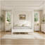 Queen Size Wooden Canopy Platform Bed with Headboard and Support Legs, Creamy White-1914590044