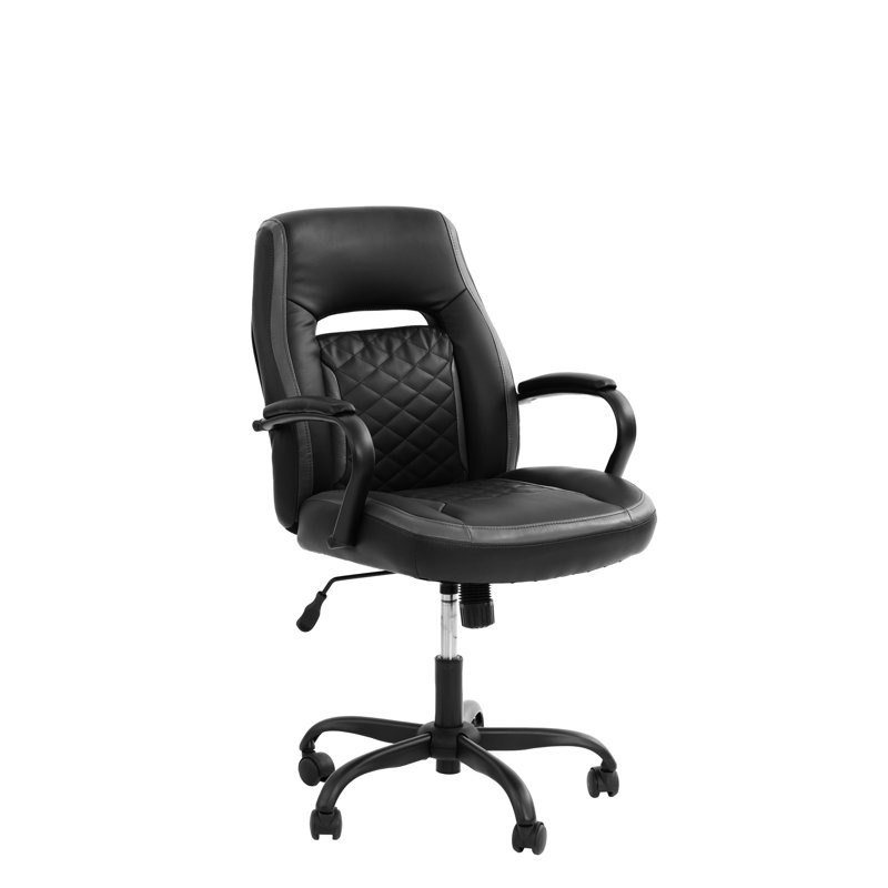 Chaise de bureau en similicuir avec dossier ajustable et confortable, Noir