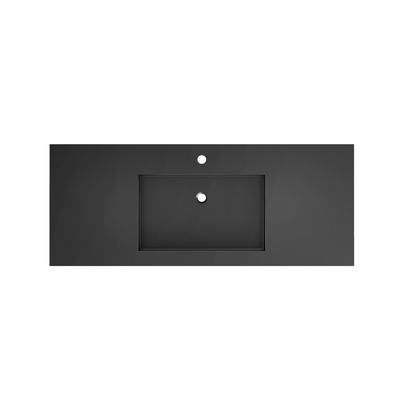 Stone Resin Solid Surface Bathroom Sink In Matte Black - 46.05 Depth, 18.37 Width, 4.43 Height, 62.86 Lb Weight Adaptable Footprint, Resists Discoloration, Complementary To Decor Styles Vanity